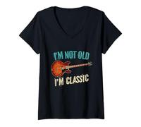 Donna I'm Not Old I'm Classic Chitarra Divertente Maglietta con Collo a V