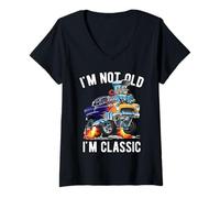 Donna I'm Not Old I'm Classic Divertente Hotrod Classic Car Cartoon Maglietta con Collo a V