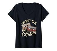 Donna I'm Not Old I'm Classic Retro Cassette Tape Mix Design Maglietta con Collo a V