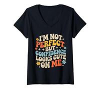 Donna I'm Not Perfect But Confidence Looks Cute On Me - Maglietta con Collo a V