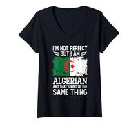 Donna I'm Not Perfect but I am Algerian Algeria Flag Maglietta con Collo a V