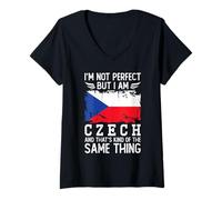 Donna I'm Not Perfect but I'm Czech - Czech Republic Flag Maglietta con Collo a V