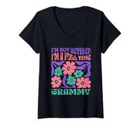Donna I'm Not Retired, I'm A Full Time Grammy Boho Flower Maglietta con Collo a V