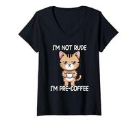 Donna I'm Not Rude I'm Pre-Coffee Maglietta con Collo a V
