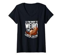 Donna I'm Not Weird I'm Funny Sloth in Edizione Limitata Maglietta con Collo a V