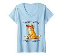 Donna I'm Not Weird I'm Limited Edition Funny Orange Cat Meme Maglietta con Collo a V