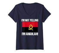 Donna I'm Not Yelling I'm Angolan Bandiera Paese Angola Maglietta con Collo a V