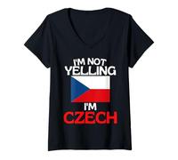 Donna Im Not Yelling Im Ceca Divertente Repubblica Ceca Maglietta con Collo a V