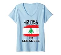 Donna I'm Not Yelling I'm Lebanese Funny Flag Heritage Libano Maglietta con Collo a V