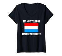 Donna I'm Not Yelling Luxembourger Bandiera del Paese Lussemburgo Maglietta con Collo a V