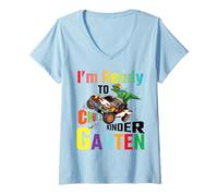 Donna I'm Ready to Crush Kindergarten Boys Back to School Dinosaur Maglietta con Collo a V