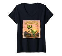 Donna I'm Ready to Crush Kindergarten Dinosaur Boy First Day Kid Maglietta con Collo a V
