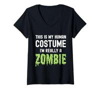 Donna I'm Really A Zombie This Is My Human Costume Semplice Maglietta con Collo a V