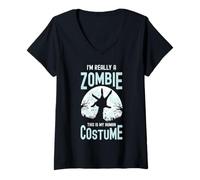 Donna I'm Really A Zombie This Is My Human Costume Semplice Maglietta con Collo a V