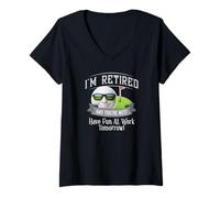 Donna I'M RETIRED AND YOU'RE NOT GOLF SHIRT - HAVE FUN WORK Smile Maglietta con Collo a V