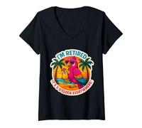 Donna I'm Retired It's 5 O'Çlock Everywhere Pensione Parrot Fun Maglietta con Collo a V