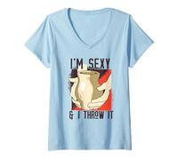 Donna I'm Sexy & I Throw IT Divertente Ceramica Ceramica Lancio Meme Maglietta con Collo a V