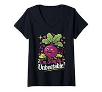 Donna I'm Simply Unbeetable - Gioco di parole divertente per gli amanti dei vegetariani Maglietta con Collo a V