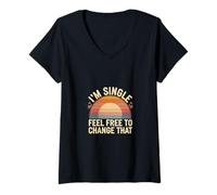 Donna I'm Single Feel Free To Change That Relazione ------- Maglietta con Collo a V
