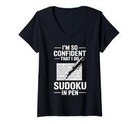 Donna I'm So Confident That I Do Sudoku in Pen Puzzle Player - Maglietta con Collo a V