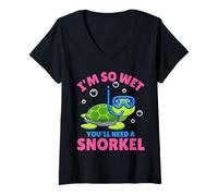 Donna I'm So Wet You'll Need A Snorkel - Divertente offensiva maleducata Maglietta con Collo a V