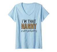 Donna I'm That Nanny Sorry Not Sorry Leopard Mother Maglietta con Collo a V