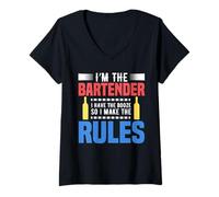 Donna I'm The Bartender Rules Funny Bartending Alcoholic Drink Maglietta con Collo a V