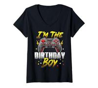 Donna I'm The Birthday Boy Video Gamer Corrispondenza Compleanno Maglietta con Collo a V