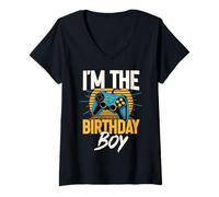 Donna I'm The Birthday Boy Video Gamer Corrispondenza Compleanno Maglietta con Collo a V