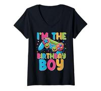 Donna I'm The Birthday Boy Video Gamer Corrispondenza Compleanno Maglietta con Collo a V