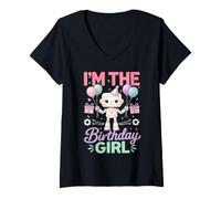 Donna Im The Birthday Girl Robot Robotics Compleanno Maglietta con Collo a V