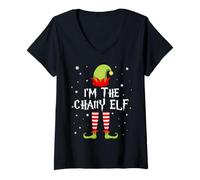Donna I'm The Chatty Elf Funny Christmas Matching Family Group Maglietta con Collo a V