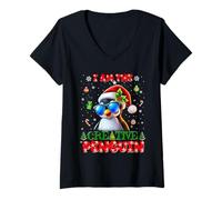 Donna I'm The Creative Penguin Christmas Outfit Funny Xmas Maglietta con Collo a V