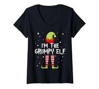 Donna I'm The Grumpy Elf Funny Christmas Matching Family Group Maglietta con Collo a V