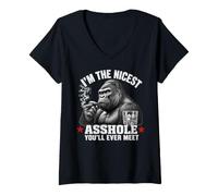 Donna I'm The Nicest Asshole You'll Ever Meet Monkey Maglietta con Collo a V