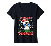 Donna I'm The Noisy Penguin Christmas Outfit Funny Xmas Maglietta con Collo a V