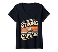 Donna I'm The Strong Captain Capo della Nave in Barca - Maglietta con Collo a V