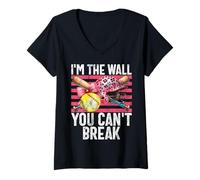 Donna I'm The Wall You Can't Break Softball Catcher Game Day Vibes Maglietta con Collo a V