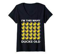 Donna I'm This Many Duck Old Duck 25° Compleanno 25 Anni Bday Maglietta con Collo a V