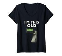 Donna I'm This Old Funny Retro Cercapersone Cellulare Vintage Maglietta con Collo a V