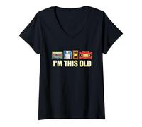 Donna I'm This Old Funny Sarcastico Vintage Tecnologia Throwback Maglietta con Collo a V