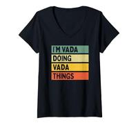 Donna I'm Vada Doing Vada Things Divertente Citazione Personalizzata Maglietta con Collo a V