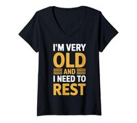 Donna I'm Very Old And I Need To Rest Vecchia Pensione Senior - Maglietta con Collo a V