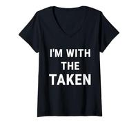 Donna I'm With The Taken Supporting Crew Divertente addio al celibato Maglietta con Collo a V