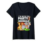 Donna I'm with TheParty Animali Zoo Animali Safari Party Maglietta con Collo a V