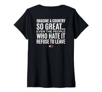 Donna Imagine A Country So Great (Art ON Back) Maglietta con Collo a V