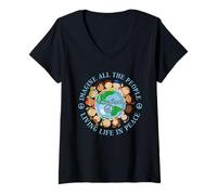 Donna Imagine all The People Living Life Peace Earth Day 2024 Uomini Maglietta con Collo a V