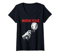 Donna Imagine Peace Earth Spray Can Artwork Maglietta con Collo a V