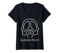 Donna Imagine Peace Embrace Harmony Symbol Maglietta con Collo a V
