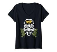 Donna Imagine Peace Gas Mask Olive Branches Maglietta con Collo a V